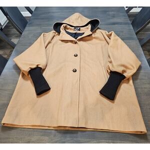 Vintage Lady Suzette Wool Over Coat Women's XL Oversized Styled In USA Hooded